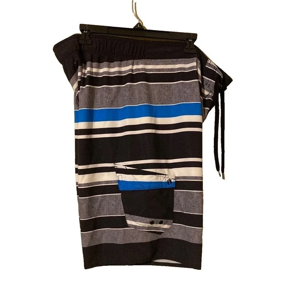 Hang Ten Mesh Lined‎ Drawstring Board Shorts Swim Trunks Striped Men's Size XL